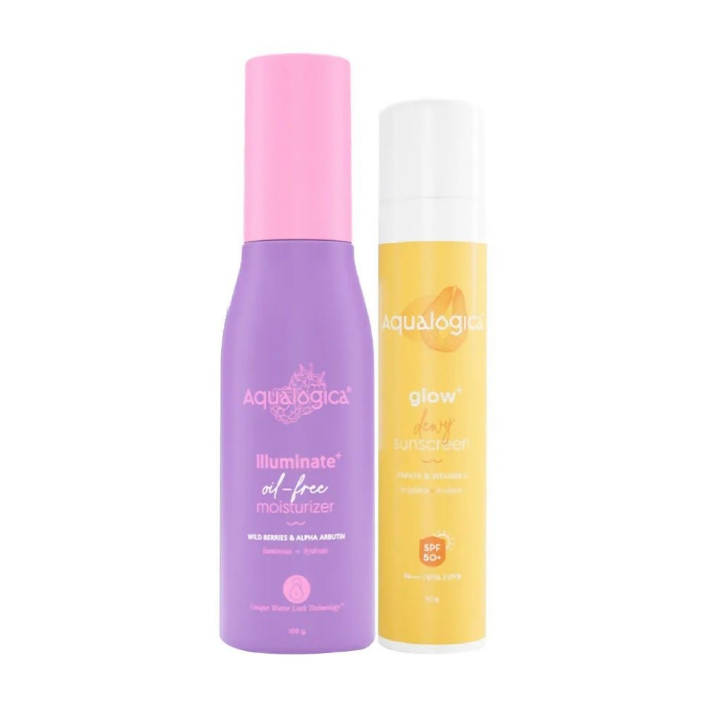 Aqualogica Illuminate Oil Free Moisturizer + Glow Sunscreen Combo | Grocsy