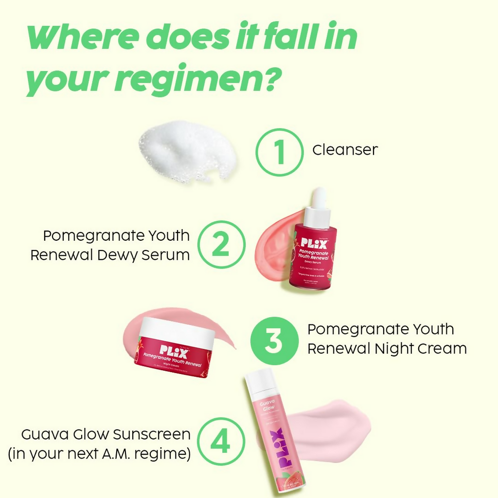 PLIX The Plant Fix Pomegranate 1% Retinol & 1% Bakuchi Oil Anti Ageing Night Cream | Grocsy