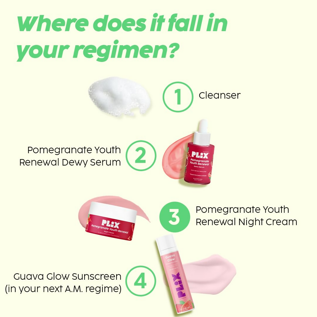 PLIX The Plant Fix Pomegranate 1% Retinol & 1% Bakuchi Oil Anti Ageing Night Cream | Grocsy