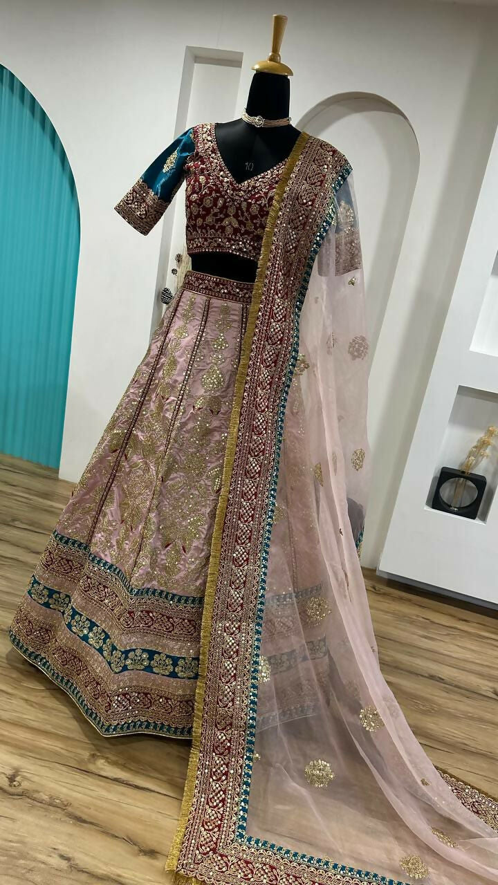 Jyoti Fashion Women's Cream Mulberry Silk Sequins with Dori & Thread Embroidered Designer Lehenga Choli Set | Grocsy