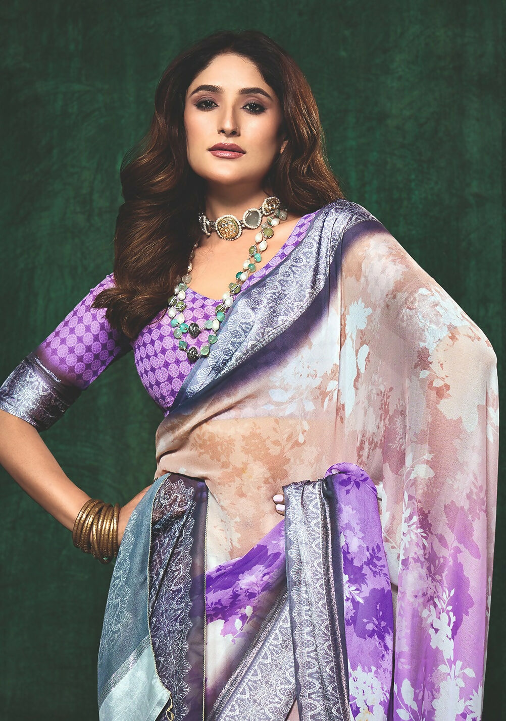 Joban Fashion Dola Silk With Zari Border Shaded Multi Color Work Saree | Grocsy