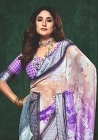 Joban Fashion Dola Silk With Zari Border Shaded Multi Color Work Saree | Grocsy