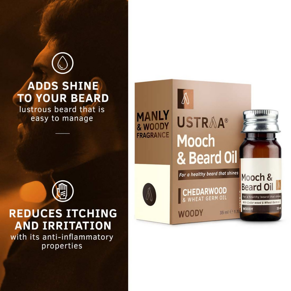 Ustraa Woody Mooch and Beard Oil | Grocsy