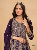 Anaita Wine Faux Georgette Stitched Anarkali Suit with Heavy Embroidery Work | Grocsy