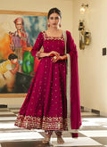 Teeya Creation Rani Color Pure Vichitra Silk Embroidery Work Party Wear Gown | Grocsy