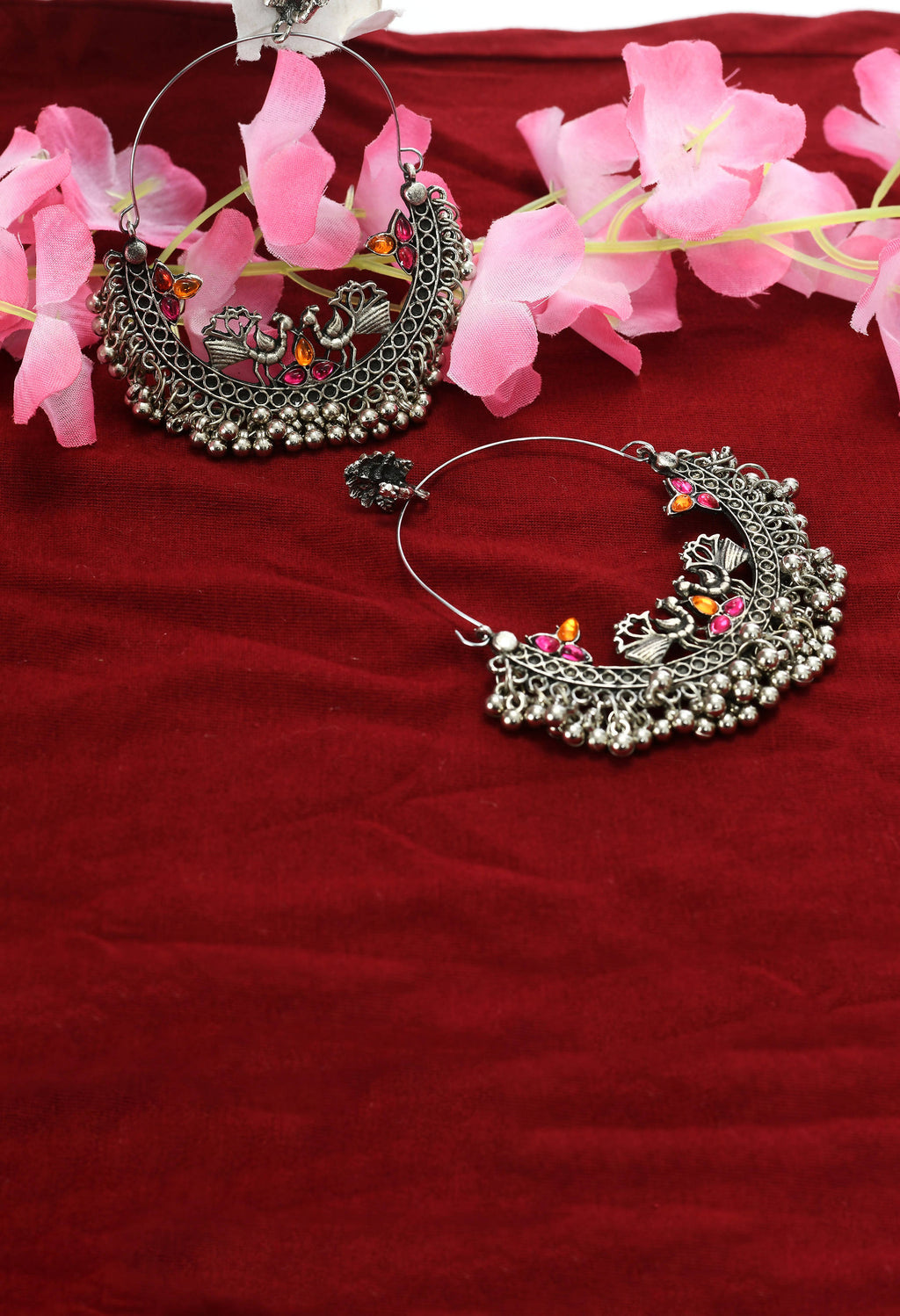 Mominos Fashion Johar Kamal Peacock Design Chandbali Earrings