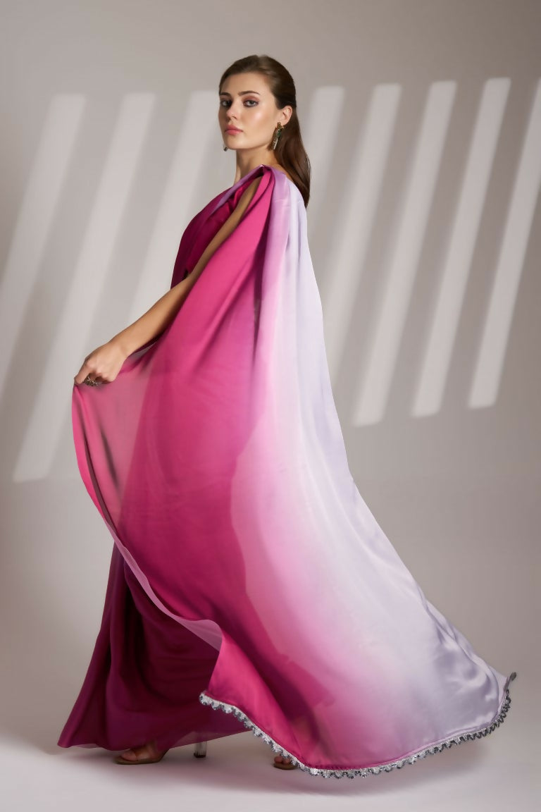 Lavender Chinon Solid Fancy Designer Saree - Nafisa | Grocsy