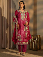 Teeya Creation Rani Color Barsana Silk Pakistani Style Salwar Suit | Grocsy