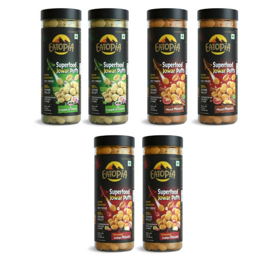 Eatopia Superfoods Jowar Puffs - Assorted | Grocsy