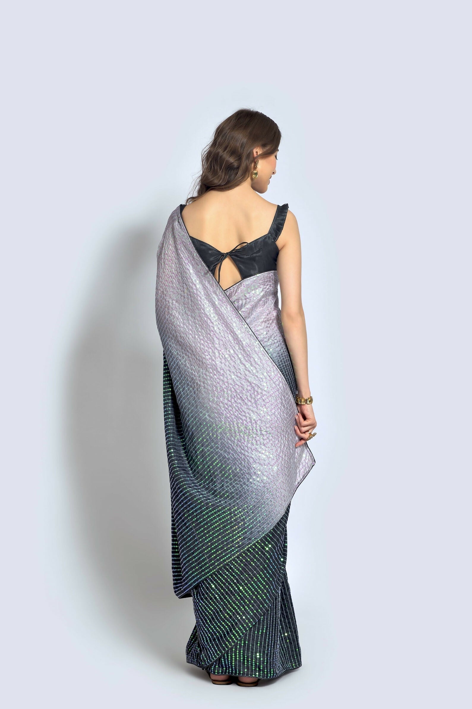 Vegaa Fashion Grey Vichitra Silk Embroidered Party Wear Saree | Grocsy