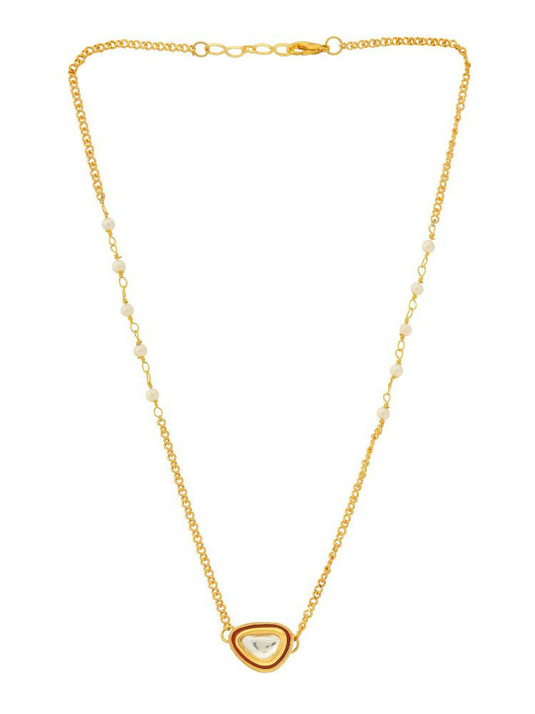 Gold Plated Kundan Necklace - Ruby Raang | Grocsy