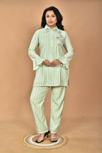 Morchari Women And Hand Embroidery Co-Ords-Green | Grocsy
