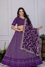 Lehenga Mart Purple Georgette Desigenr Wedding Lehnega Choli | Grocsy