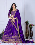 Lehenga Mart Purple Vichitra Silk Desigenr Wedding Lehnega Choli | Grocsy