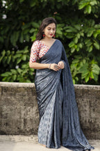 Grey Silk Blend Ethnic Motifs Saree with Unstitched Blouse - A2M | Grocsy