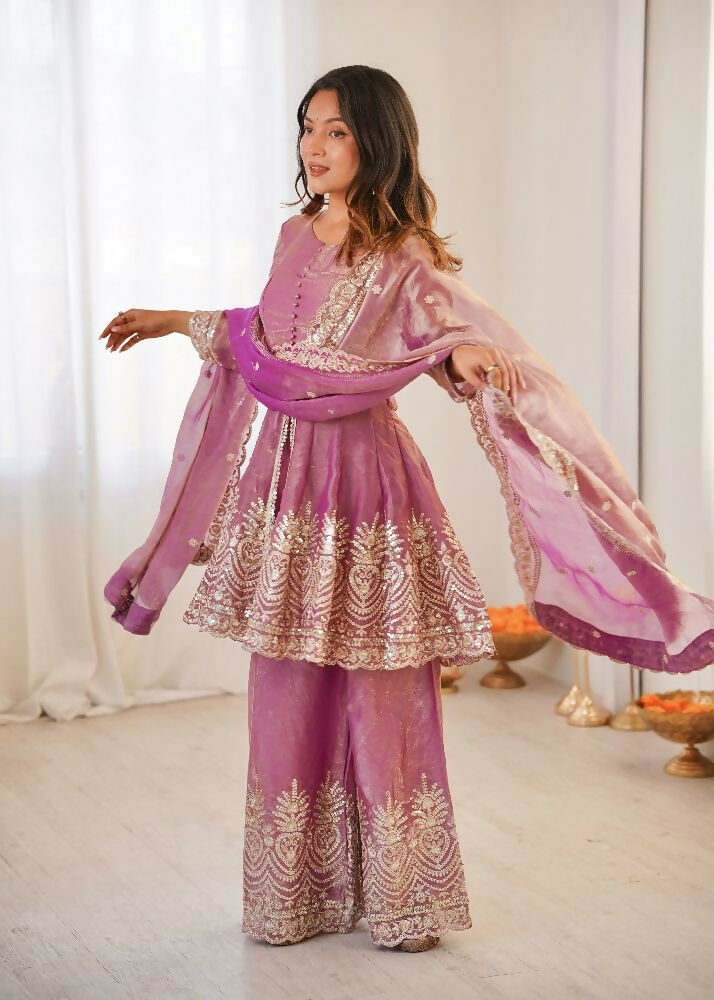 Teeya Creation Pink Color Fendy Satin Silk Embroidery Work Party Wear Salwar Suit | Grocsy