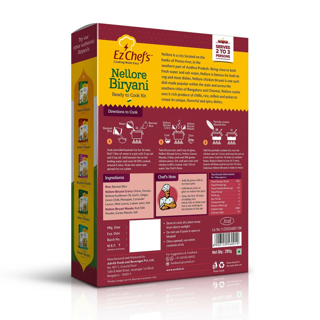 Ez Chef's Nellore Biryani Kit (Andhra Biryani) - Andhra's Famous Biryani | Grocsy