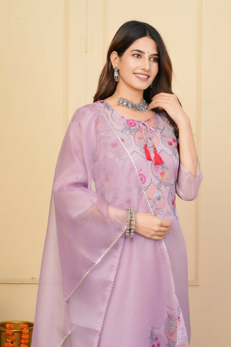 Wine Premium Organza Embroidered Stitched Suit With Dupatta - Tanisha | Grocsy