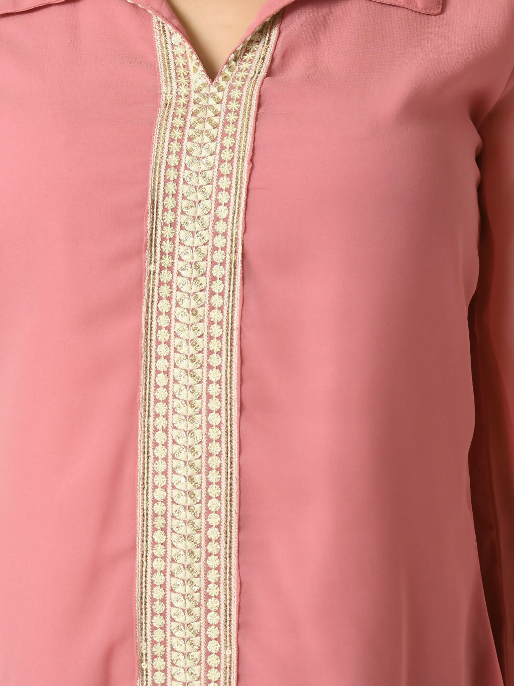 Myshka Women's Pink Embroidered Party Fusion Top | Grocsy