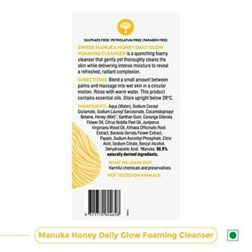 Swisse Skincare Manuka Honey Daily Glow Foaming Cleanser Face Wash with Vitamin C & Papaya Enzymes | Grocsy