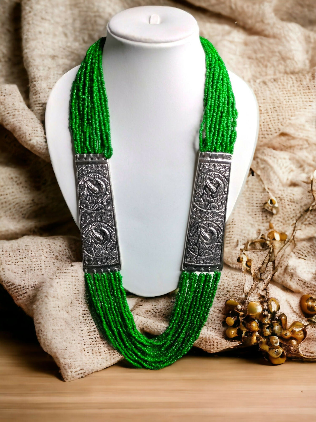 Inhanns Saree Shobha Statement Necklace - Green Onesize Necklace | Grocsy