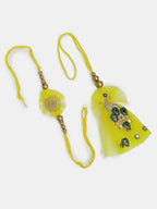 NVR Women & Men Set of 2 Yellow Peacock Design Bhaiya Bhabhi Rakhi With Roli Chawal & Chocolate | Grocsy