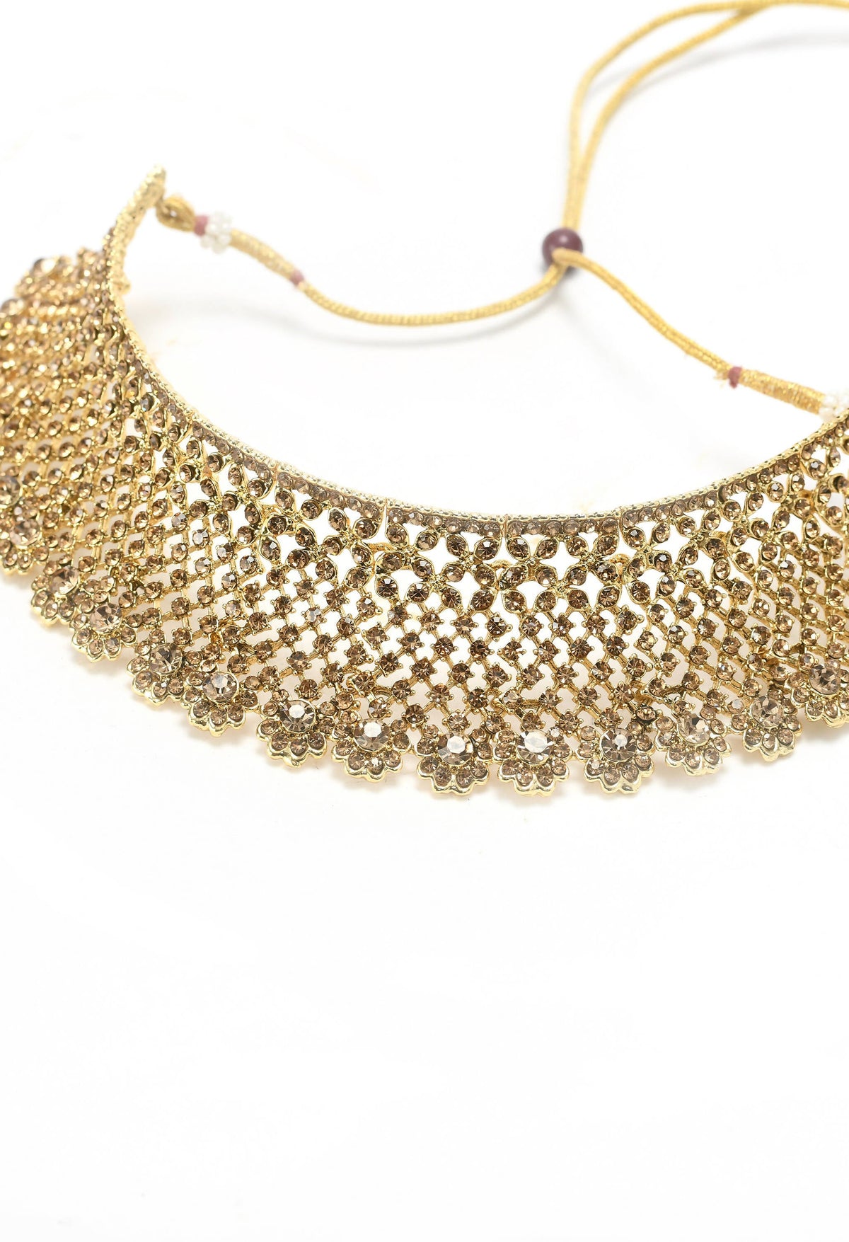 Mominos Fashion Johar Kamal Traditional Rajwadi Design Heavy Golden Color Choker Set | Grocsy