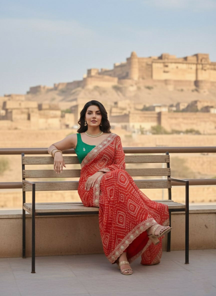 Teeya Creation New Exclusive Wedding Wear Georgette Saree-Pink | Grocsy