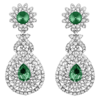 Rhodium Plated American Diamond Sparkling Dangle Earrings for Women - Wahe Jewels - Swadesiicart