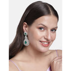 Rhodium Plated American Diamond Sparkling Dangle Earrings for Women - Wahe Jewels - Swadesiicart