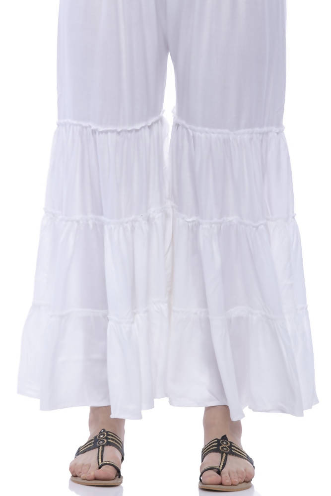 Mominos Fashion Reyon Cotton White Palazzo | Grocsy