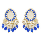 Gold-Polished Traditional Kundan Studded Pearl Drop Earrings For Women/Girls - Wahe Jewels - Swadesiicart