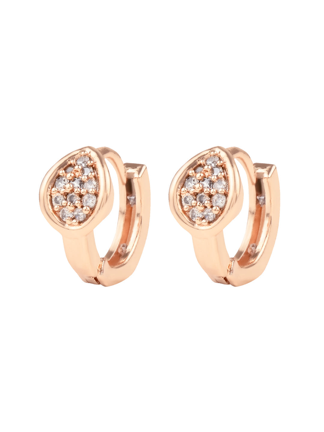 Stylish Latest Fashion Rose Gold-Polished AD Stone Contemporary Studs Earrings for women - Wahe Jewels - Swadesiicart
