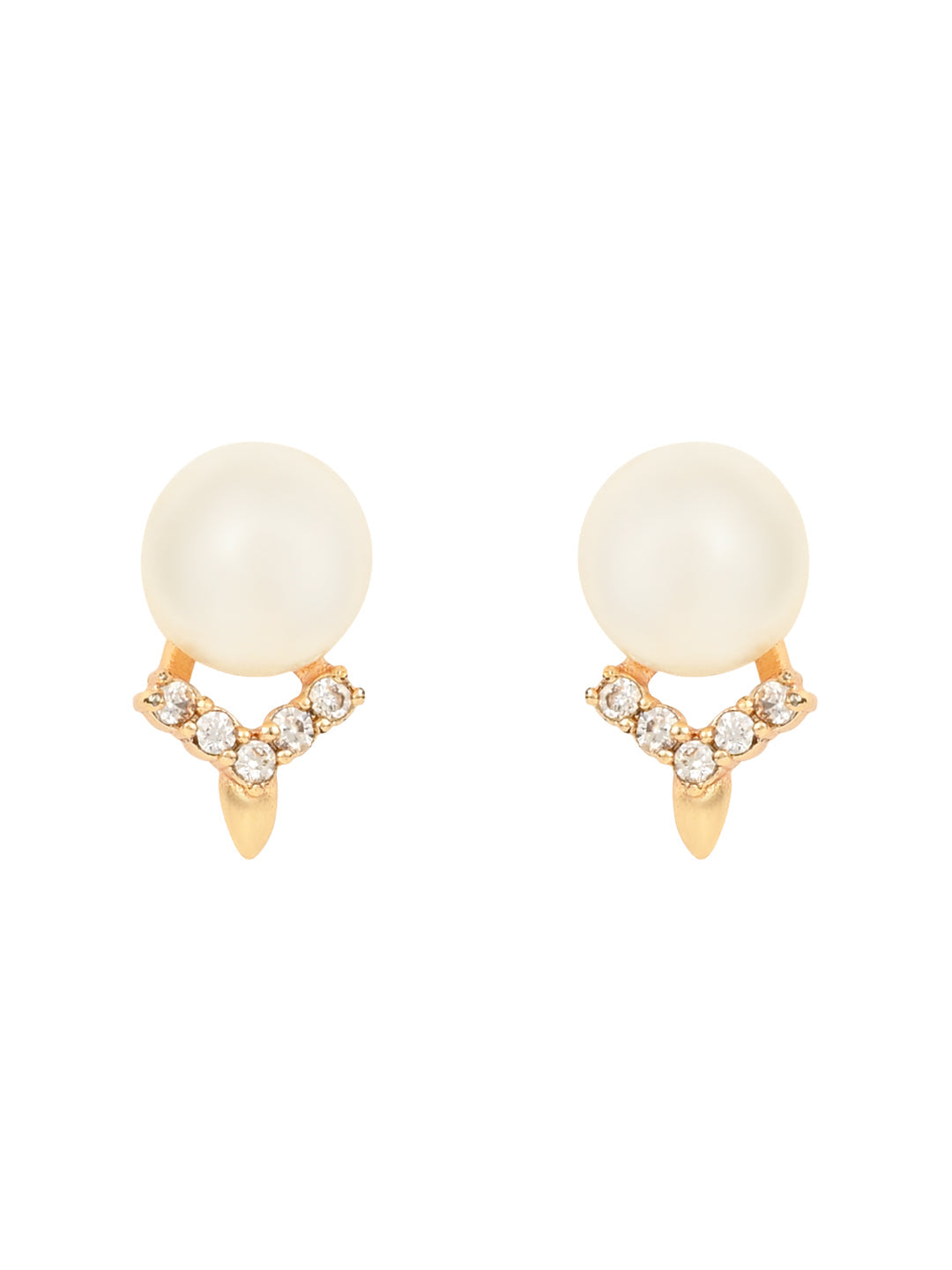 Stylish Latest Fashion Rose Gold-Polished & White Contemporary Studs Earrings for Women - Wahe Jewels - Swadesiicart