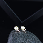 Stylish Latest Fashion Rose Gold-Polished & White Contemporary Studs Earrings for Women - Wahe Jewels - Swadesiicart