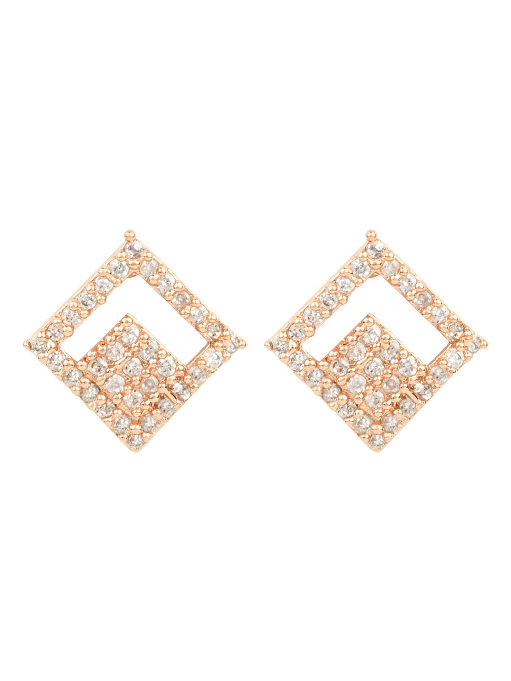 Stylish Latest Fashion Rose Gold-Polished Square Studs Earrings for Women - Wahe Jewels - Swadesiicart