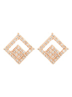 Stylish Latest Fashion Rose Gold-Polished Square Studs Earrings for Women - Wahe Jewels - Swadesiicart