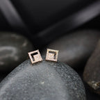 Stylish Latest Fashion Rose Gold-Polished Square Studs Earrings for Women - Wahe Jewels - Swadesiicart