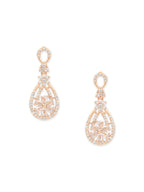 Stylish Latest Fashion Rose Gold-Polished & White AD Drop Earrings for Women - Wahe Jewels - Swadesiicart