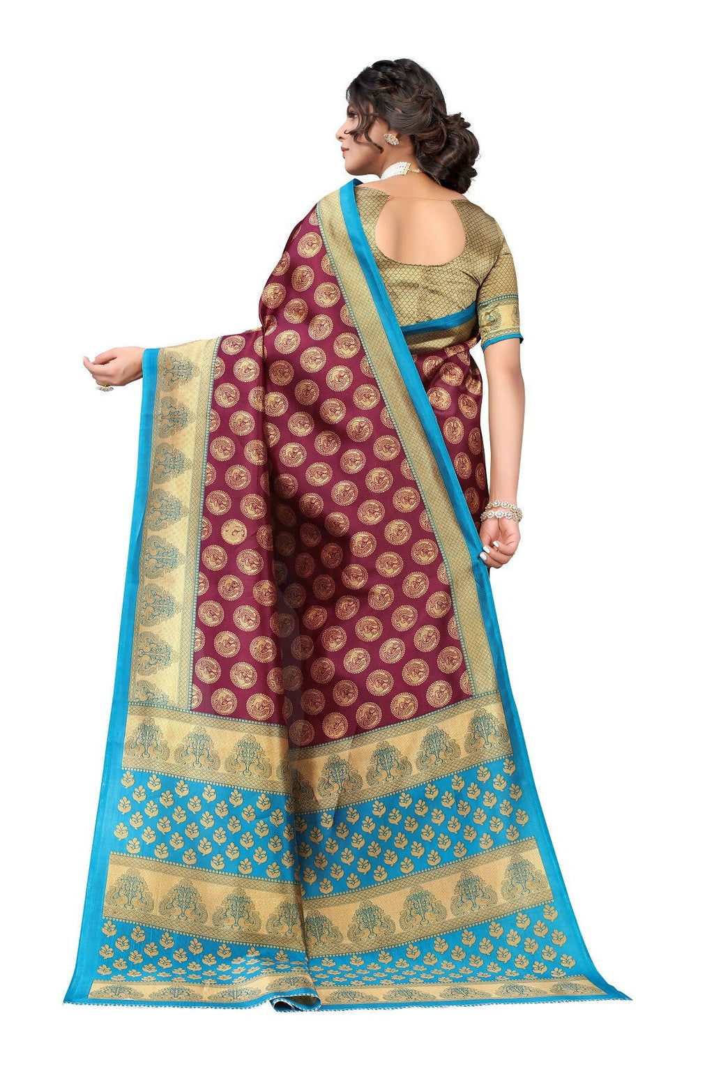 Vamika purple Printed Art Silk Saree | Grocsy