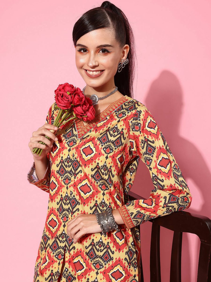 Ahalyaa Women's Traditional Wear Co-ods - Mustard | Grocsy