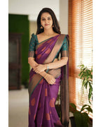 DEIANA'S Beautiful Designer Golden zari Soft Lichi Silk Saree - Majenta | Grocsy