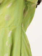 Ahalyaa Women Green Chanderi Jacquard Woven Dress | Grocsy