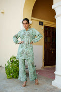 Vaasva Women Sky Blue Muslin Embroidered Shirt & Pant Set | Grocsy