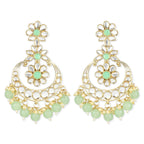 Gold-Polished Traditional Handcrafted Kundan Earrings Adorned with Pearls for Women - Wahe Jewels - Swadesiicart
