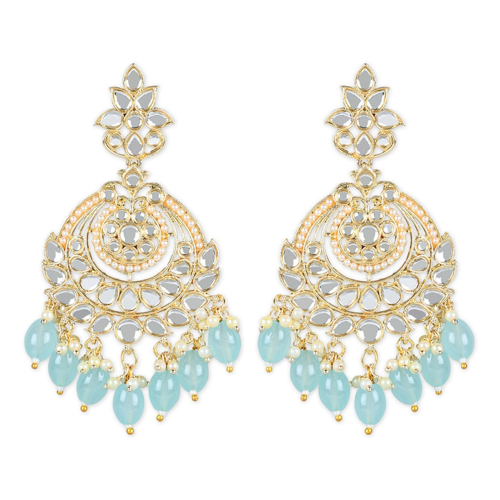 Gold-Polished Traditional Handcrafted Pearl Kundan Beaded Earrings for Women - Wahe Jewels - Swadesiicart