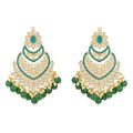 Gold-Polished Traditional Handcrafted Pearl Kundan Beaded Chandbali Earrings for Women/Girls - Wahe Jewels - Swadesiicart