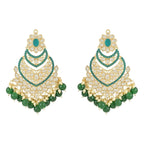 Gold-Polished Traditional Handcrafted Pearl Kundan Beaded Chandbali Earrings for Women/Girls - Wahe Jewels - Swadesiicart