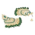 Gold-Polished Traditional Handcrafted Pearl Kundan Beaded Chandbali Earrings for Women/Girls - Wahe Jewels - Swadesiicart
