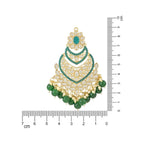 Gold-Polished Traditional Handcrafted Pearl Kundan Beaded Chandbali Earrings for Women/Girls - Wahe Jewels - Swadesiicart